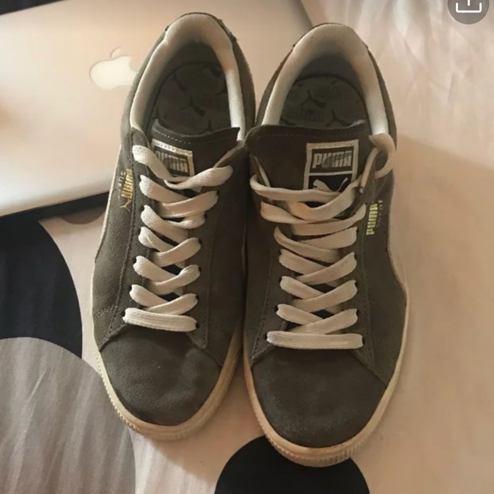 Olive Green Suede Pumas